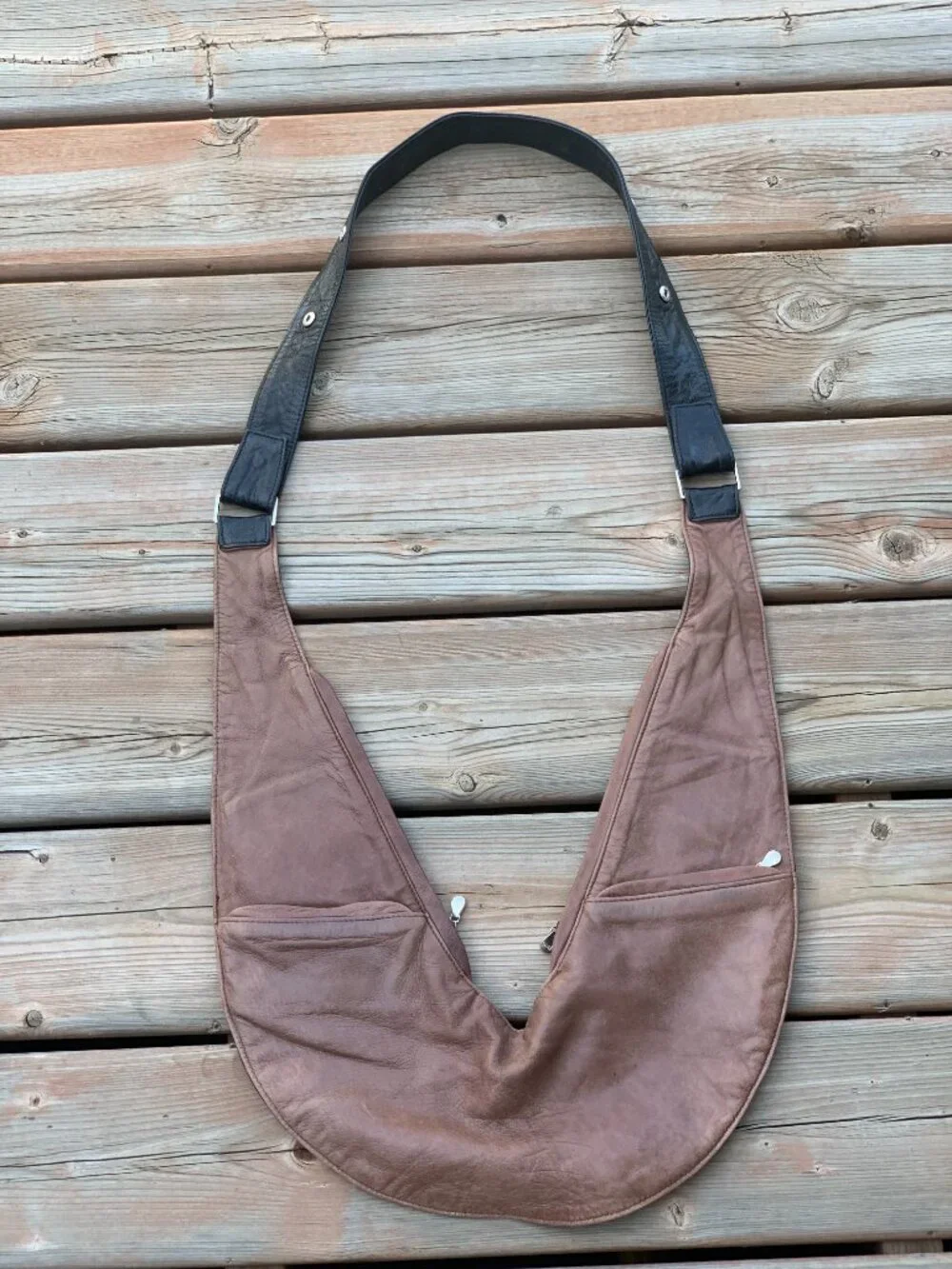 Sash Leather Crossbody Bag Purse Wallet Soft Sling Adjustable Strap Zip Pockets - Picture 9 of 11
